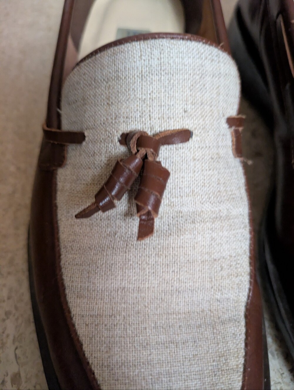Etienne Aigner Loafers Size 7. Brown/Ivory, Slip On Shoe With Tassel. Leather. - Picture 4 of 8